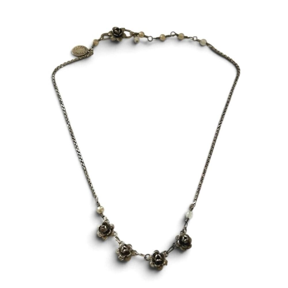 Yvone Christa Sterling Silver Rose Necklace Vintage 90s
